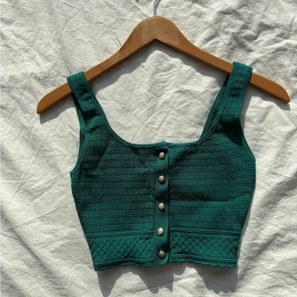 Aritzia Babaton Emerald Green  Button-Up Tank Top - Picture 5 of 8